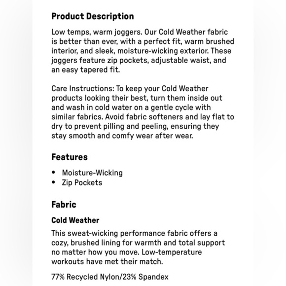 Fabletics Cold weather black Jogger Pants Large - Picture 5 of 5